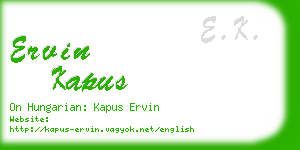 ervin kapus business card